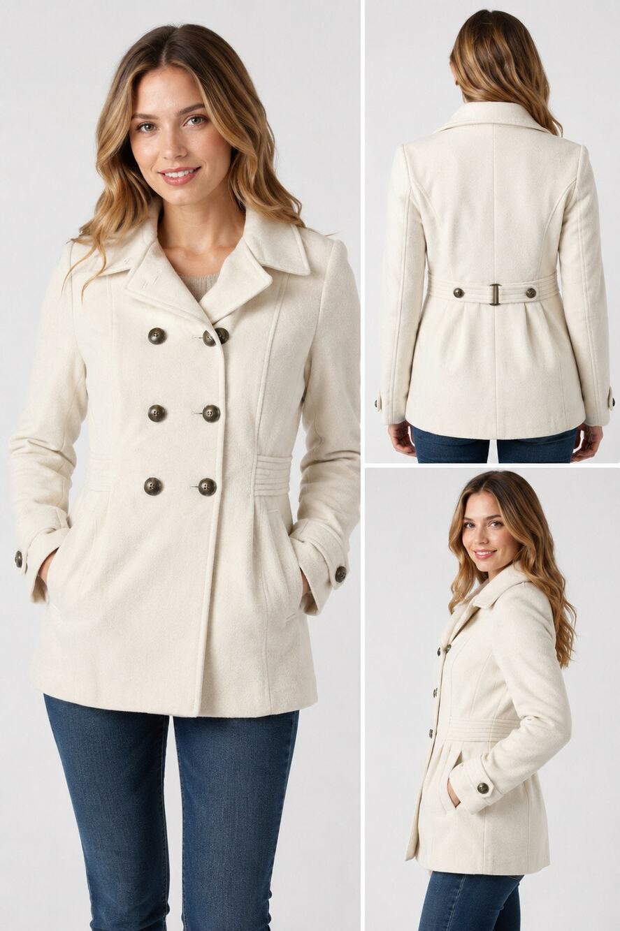 Hydraulic white double breasted peacoat winter.  Size Large
